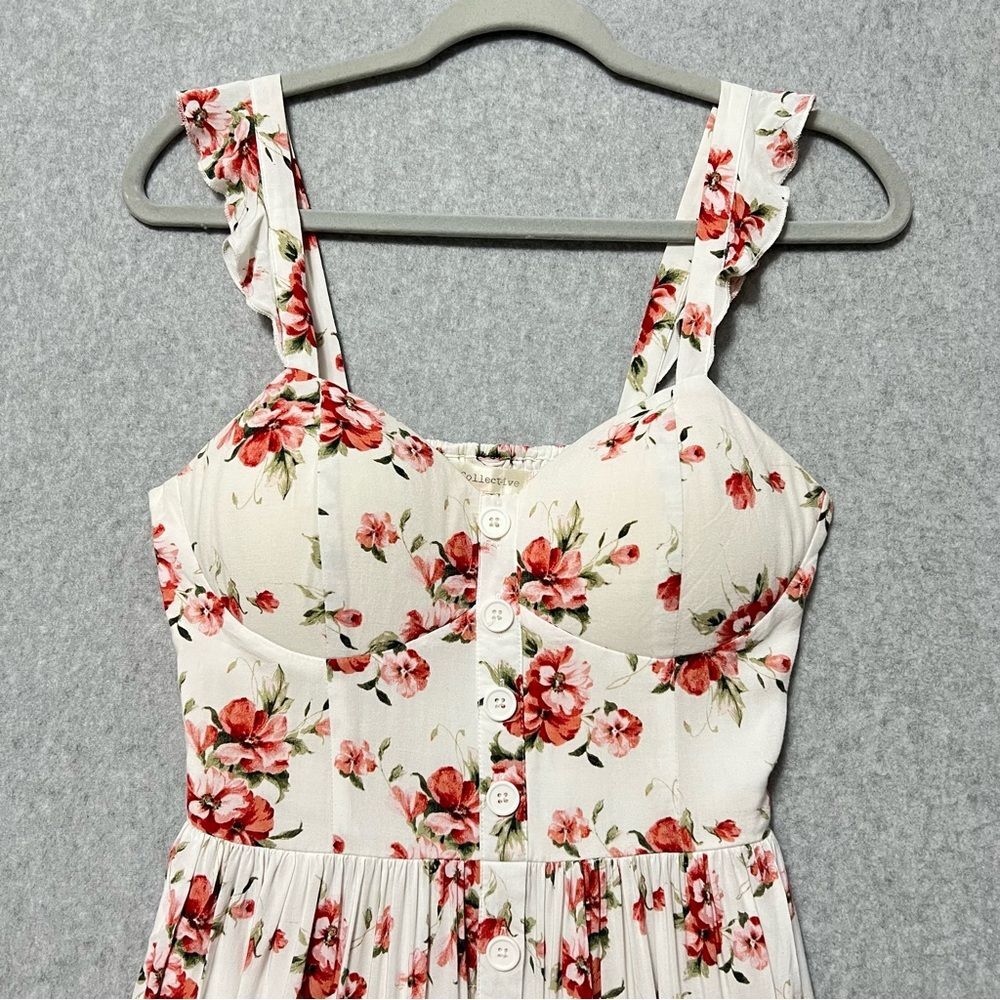 B.O.G. Collective Floral Sundress Size Small White Pink Coqette Cottagecore - Picture 3 of 11